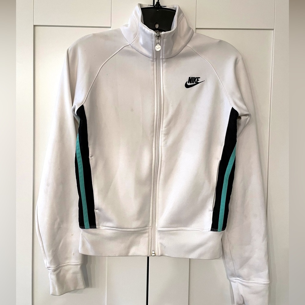 NIKE Women Full Zip Long Sleeve Jacket White Size XS